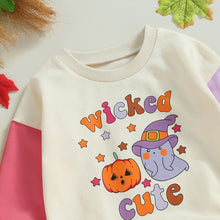 Load image into Gallery viewer, Baby Girls Boys Long Sleeve Bodysuit Halloween Hello Pumpkin Wicked Cute Basic Witch Print Romper
