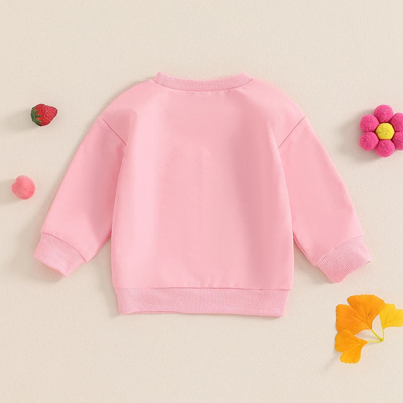 Toddler Kids Girls Big Sister Long Sleeve Crewneck Letter Embroidery Loose Fit Pullover Top