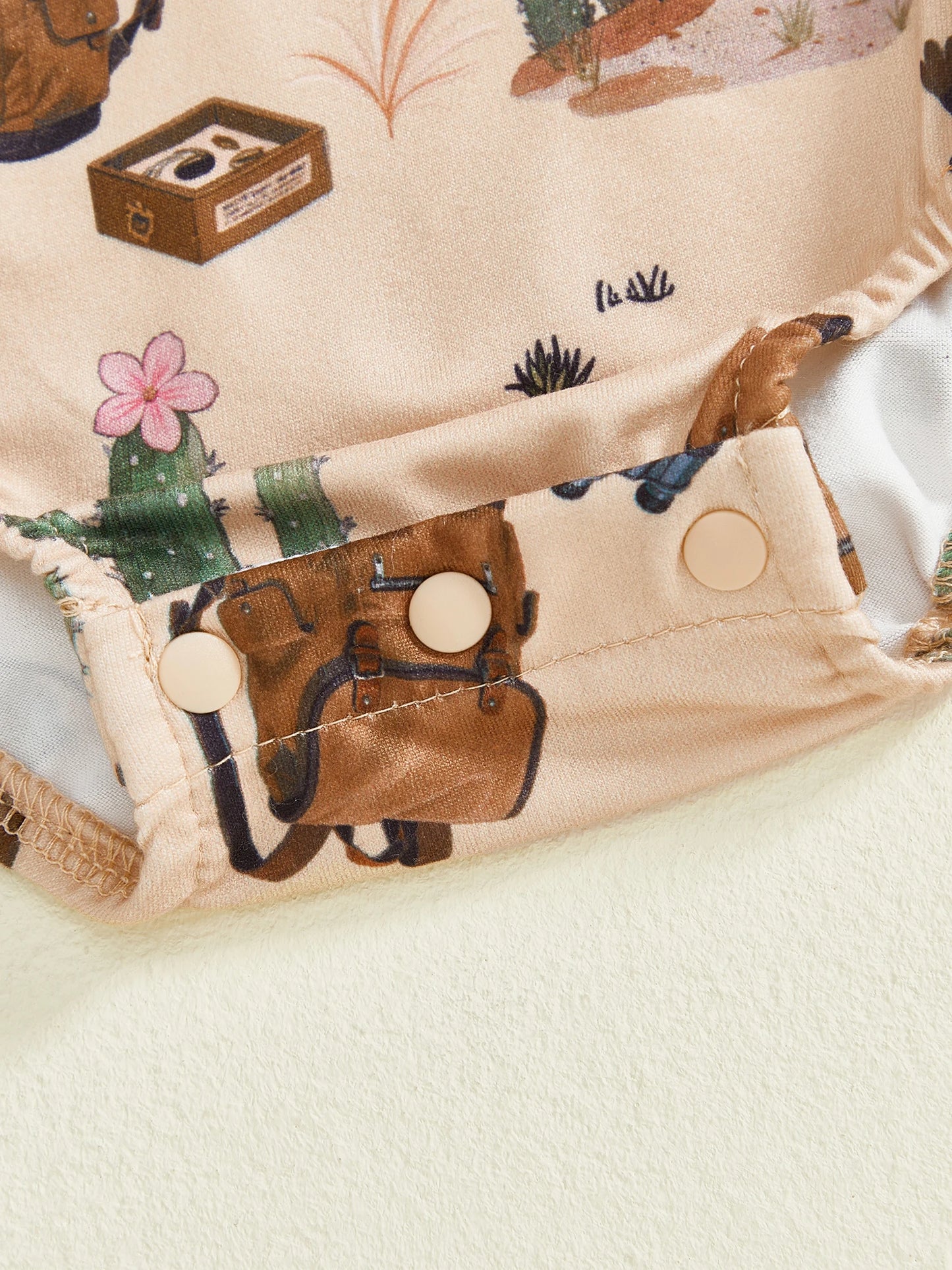 Baby Boy Summer Jumpsuit Cactus Print Short Sleeve Round Neck Romper Cute Bodysuit