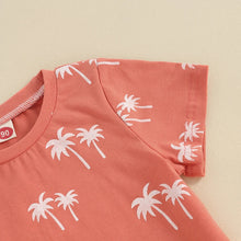 Load image into Gallery viewer, Toddler Baby Girls 2Pcs Summer Shorts Sets Tropical Palm Tree Print Short Sleeve Crewneck Top Shorts Sets
