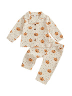 Baby Toddler Boys Girls 2Pcs Halloween Outfit Pumpkin Print Long Sleeve Shirt + Pants Set Loungewear
