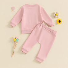 Load image into Gallery viewer, Baby Toddler Girls 2Pcs Outfit Embroidery Rainbow Long Sleeve Crew Neck Top with Elastic Waist Pants Set
