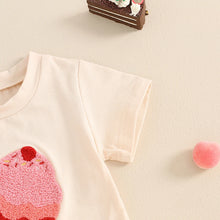 Load image into Gallery viewer, Baby Toddler Girl Boy 2Pcs Summer Outfit Ice Cream Embroidery Short Sleeve Top and Elastic Shorts Set
