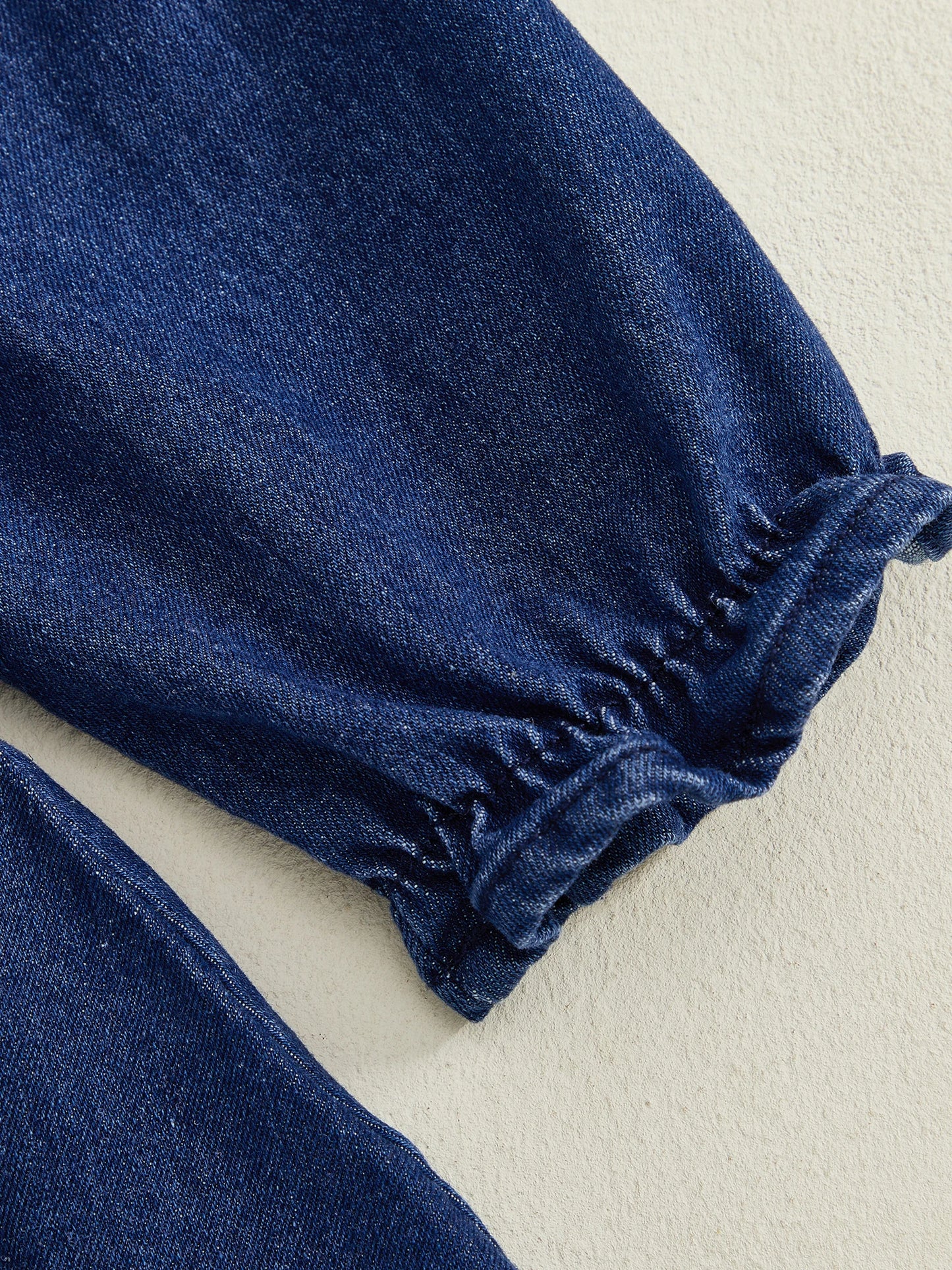 Baby Toddler Girl Denim Dress Long Puff Sleeve Button Down A-Line Dress Ruffle Dress