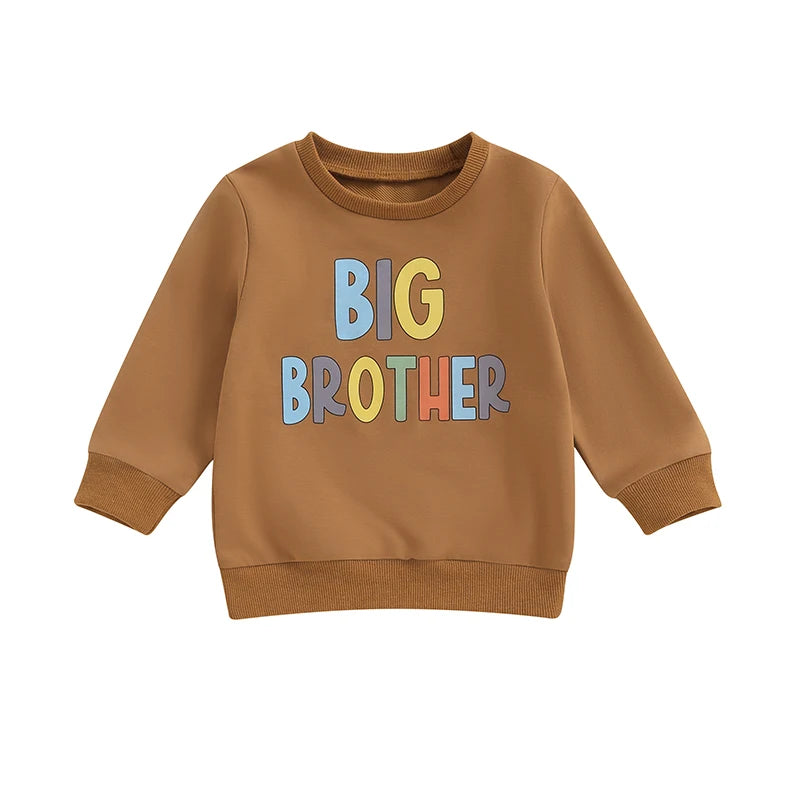 Toddler Kids Boys Big Brother Long Sleeve Crew Neck Letters Print Pullover Casual Fall Top