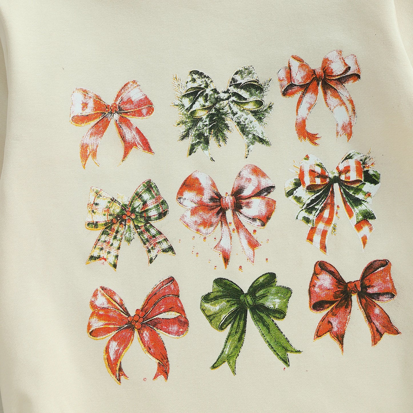 Baby Toddler Girls Christmas Bubble Romper Bow Print Long Sleeve Round Neck Jumpsuit