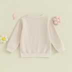 Toddler Baby Kids Boys Girls Fuzzy Letter Embroidery Cousin Crew Matching Long Sleeve Round Neck Pullover Loose Top