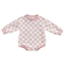 Load image into Gallery viewer, Baby Boy Girl Fall Sweatshirt Bodysuit Checkerboard Print Long Sleeve Jumpsuit Romper
