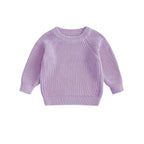 Baby Toddler Boys Girls Knit Sweater Long Sleeve Round Neck Solid Color Pullover Fall Top