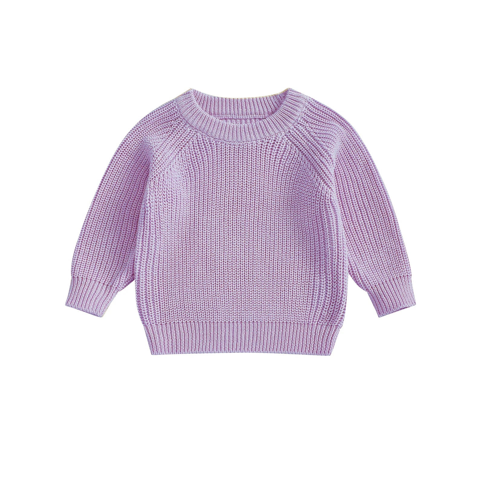Baby Toddler Boys Girls Knit Sweater Long Sleeve Round Neck Solid Color Pullover Fall Top