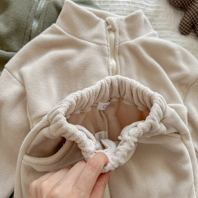 Toddler Kid Boy Girl 2Pcs Clothes Set Fleece Pullover Top Pant Suit Casual Warm Thick Winter Two Piece Jogger Set