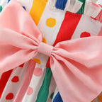 Polka Dot Bow Tie Girl Dress With Hat Set