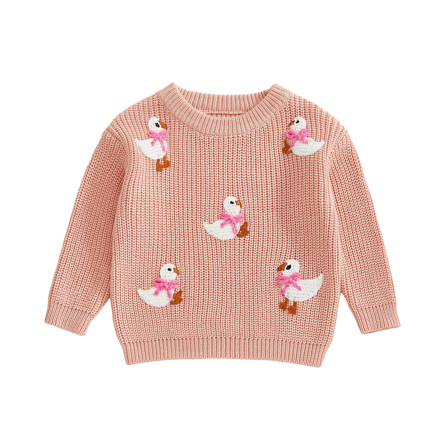 Baby Toddler Girls Sweater Long Sleeve Crew Neck Cute Duck Soft Warm Winter Sweater Clothes