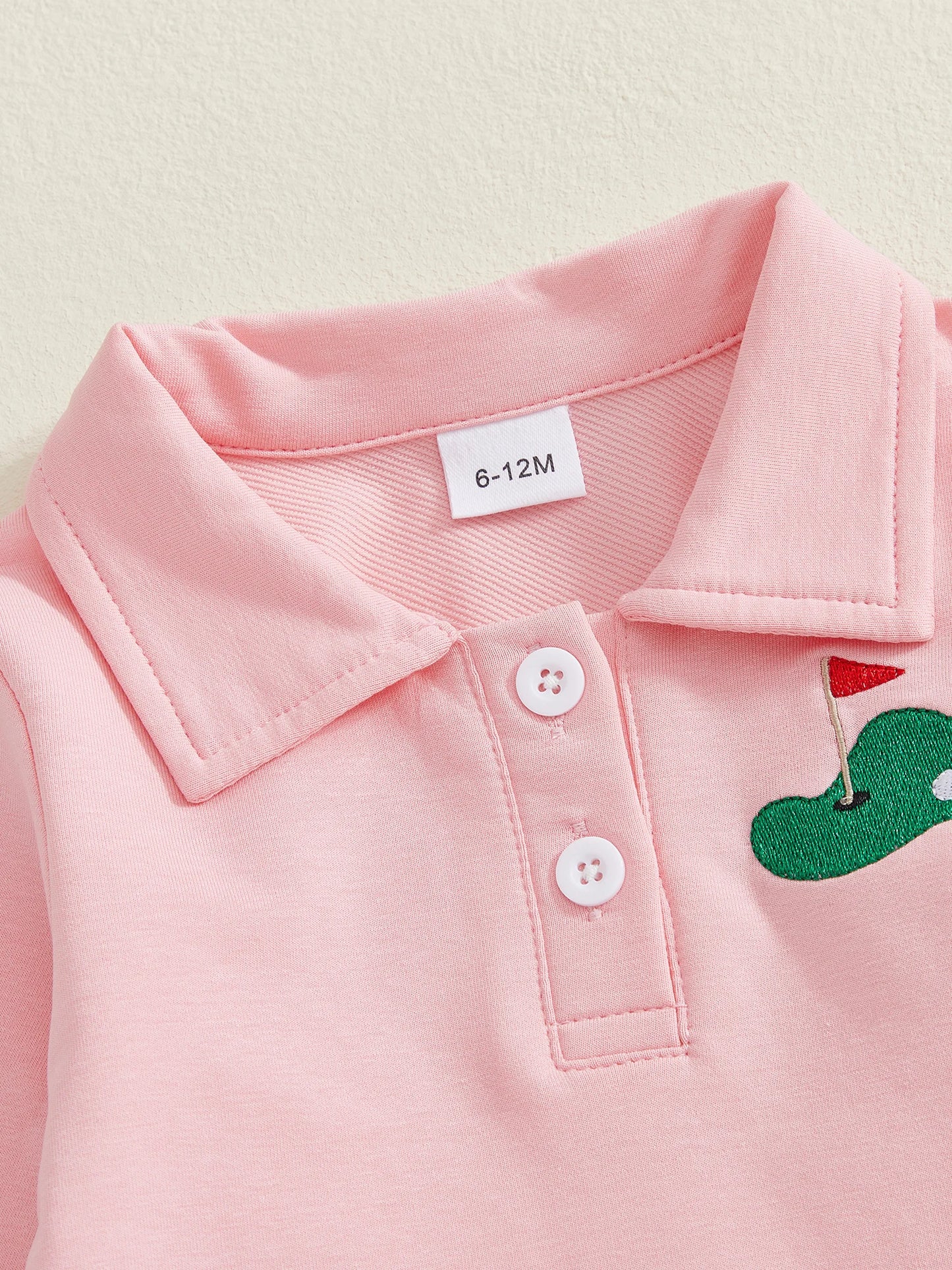 Baby Toddler Girls Casual Dress Long Sleeve Button Closure Embroidery Golf Cart Pleated Fall Dress