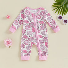 Load image into Gallery viewer, Baby Girls Jumpsuit Long Sleeve Crew Neck Donut Print Zipper Romper
