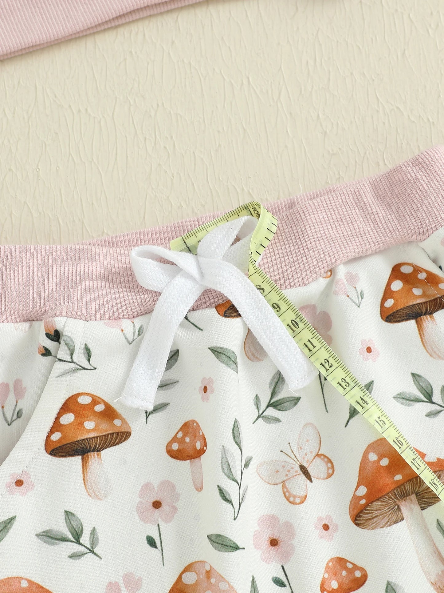 Baby Toddler Girl 2Pcs Fall Outfit Long Sleeve Mushroom Floral Print Top + Pants Jogger Set Clothes