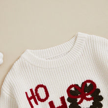 Load image into Gallery viewer, Baby Toddler Boys Gils Christmas Sweater Ho Ho Ho Long Sleeve Round Neck Santa / Wreath Pattern Knit Pullover Top
