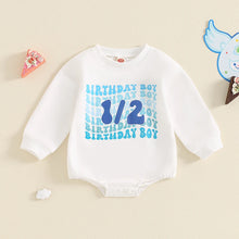 Load image into Gallery viewer, Baby Boys Girls 1/2 Half Birthday Romper Long Sleeve Crew Neck Letters Print Fall Bodysuit
