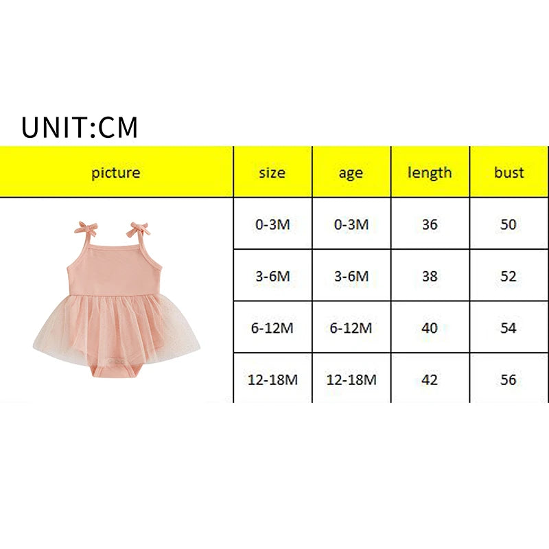 Baby Girls Romper Mesh TuTu Dress Skirt Summer Tie Tank Strap Sleeveless Square Neck Jumpsuit