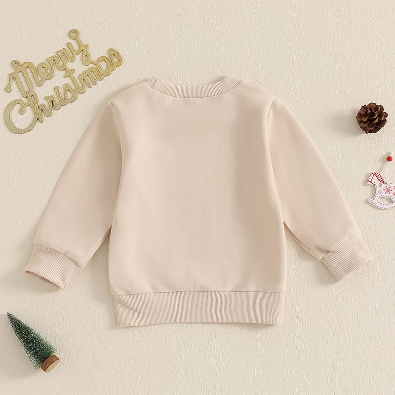 Baby Toddler Girls Boys Christmas Letter Santa Cookies Reindeer / Merry Christmas Ya Filthy Animal Long Sleeve Pullover Patchwork Top