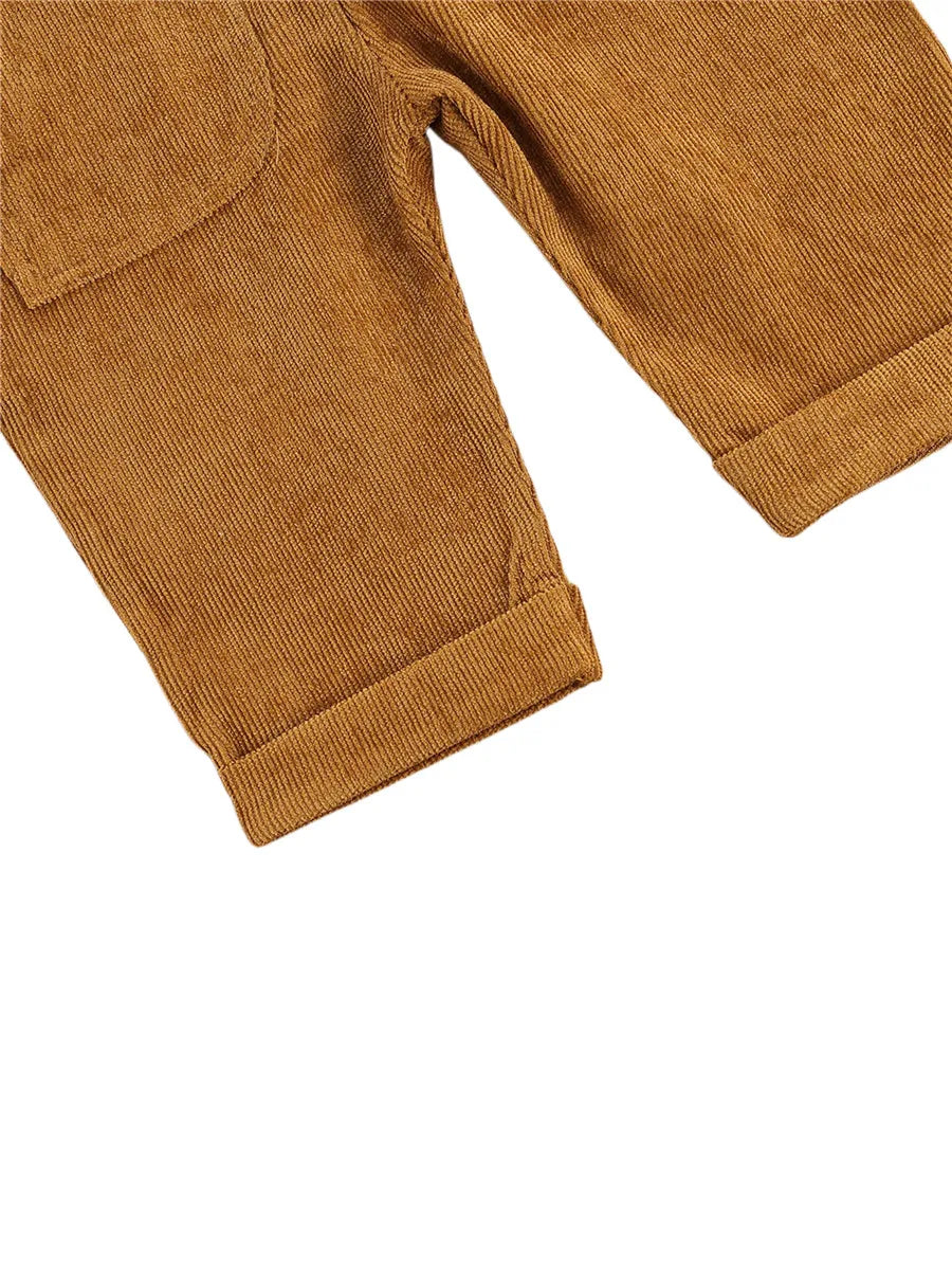 Baby Toddler Boys Girls Suspender Pants Jumpsuit With Buttons Fit Solid Color Overalls Romper