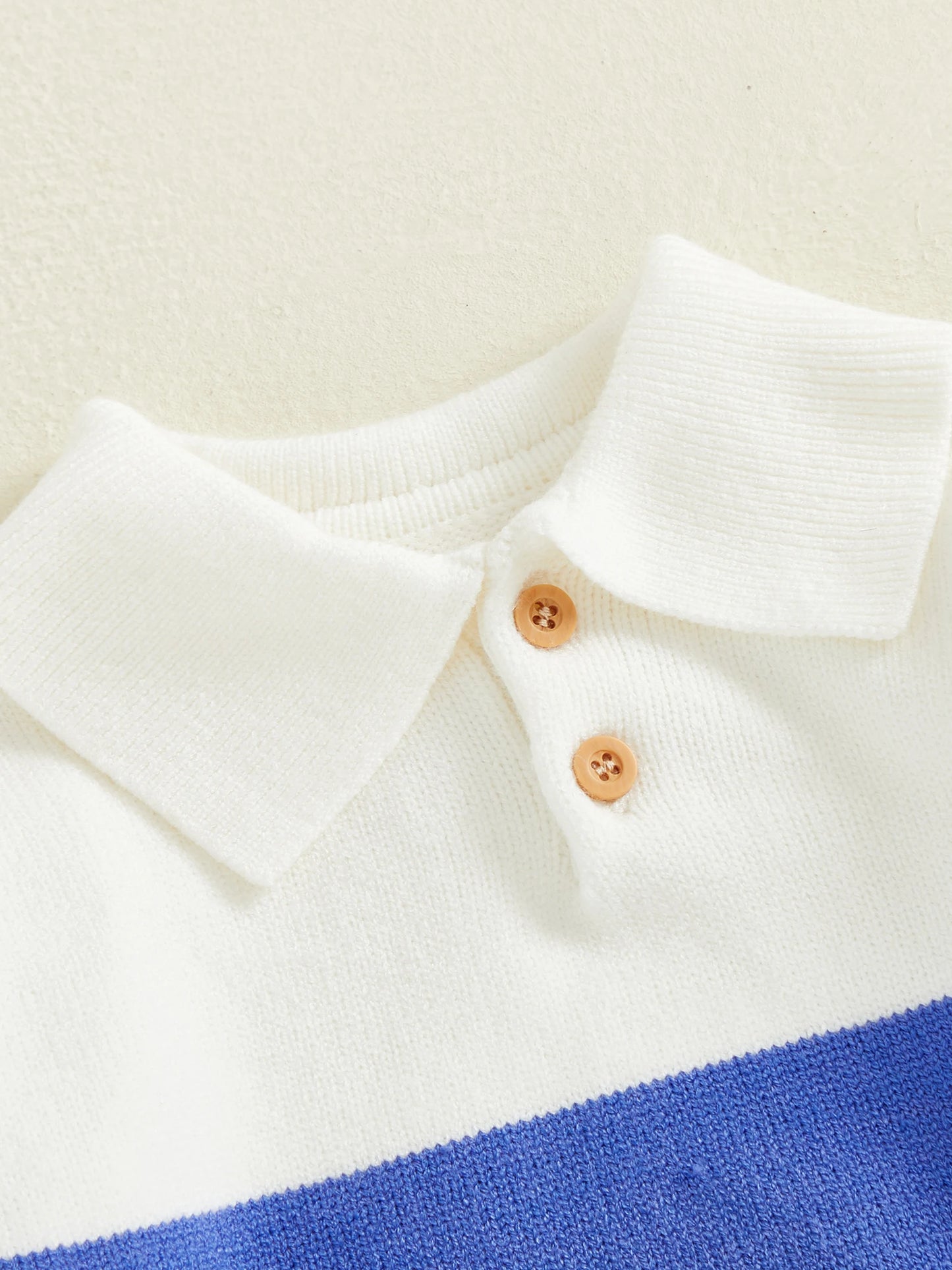 Baby Toddler Boy Sweater Lapel Collar Long Sleeve Patchwork Upper Button Down Pullover Warm Knit Tops