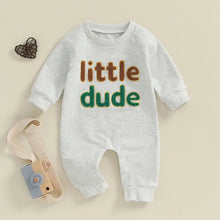 Load image into Gallery viewer, Baby Boys Mama&#39;s Boy / Little Dude Fall Romper Letter Embroidery Long Sleeve Crew Neck Full Length Jumpsuit
