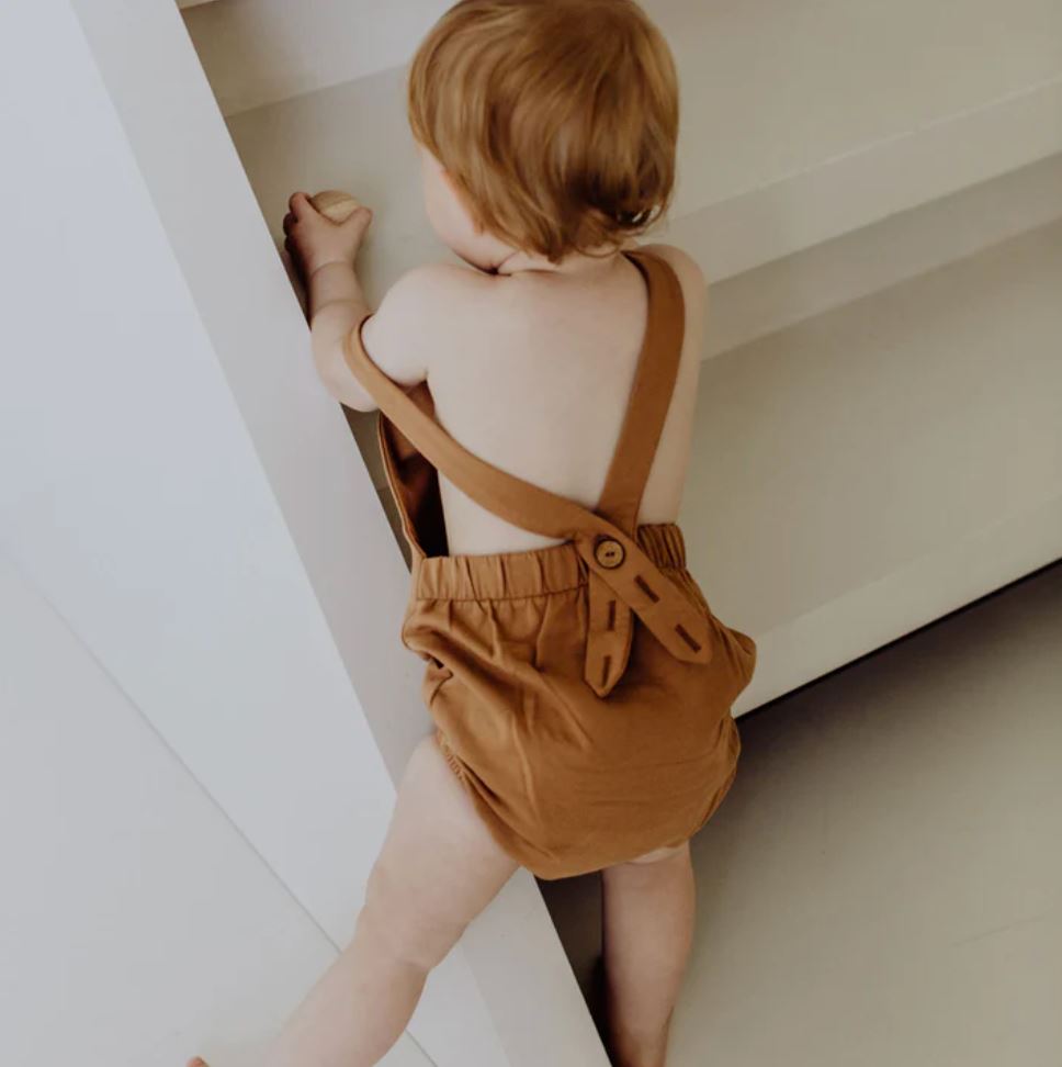 Organic Strap Romper -  Fawn