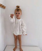 Girls Long Sleeve Linen Bodysuit Romper