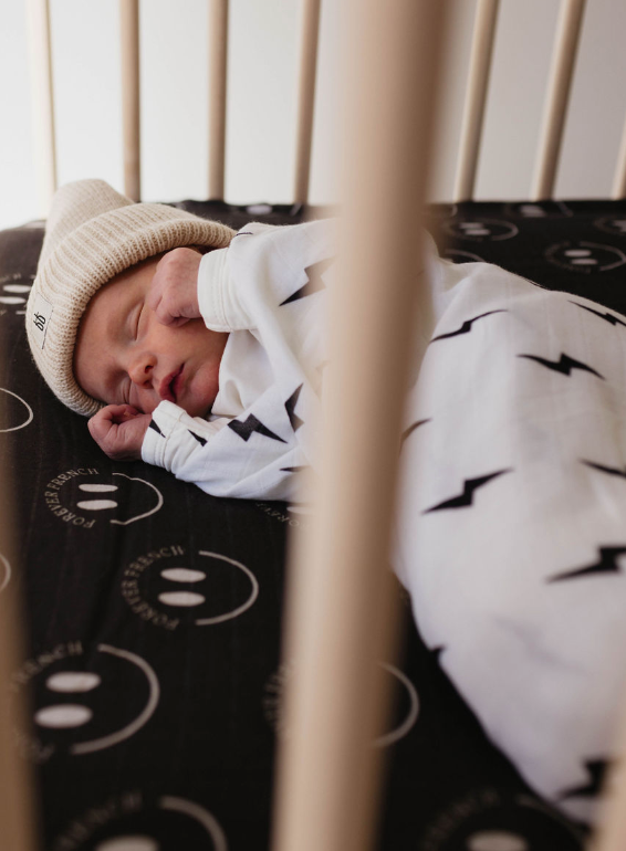 Muslin Swaddle | Black & White Lightning Bolt