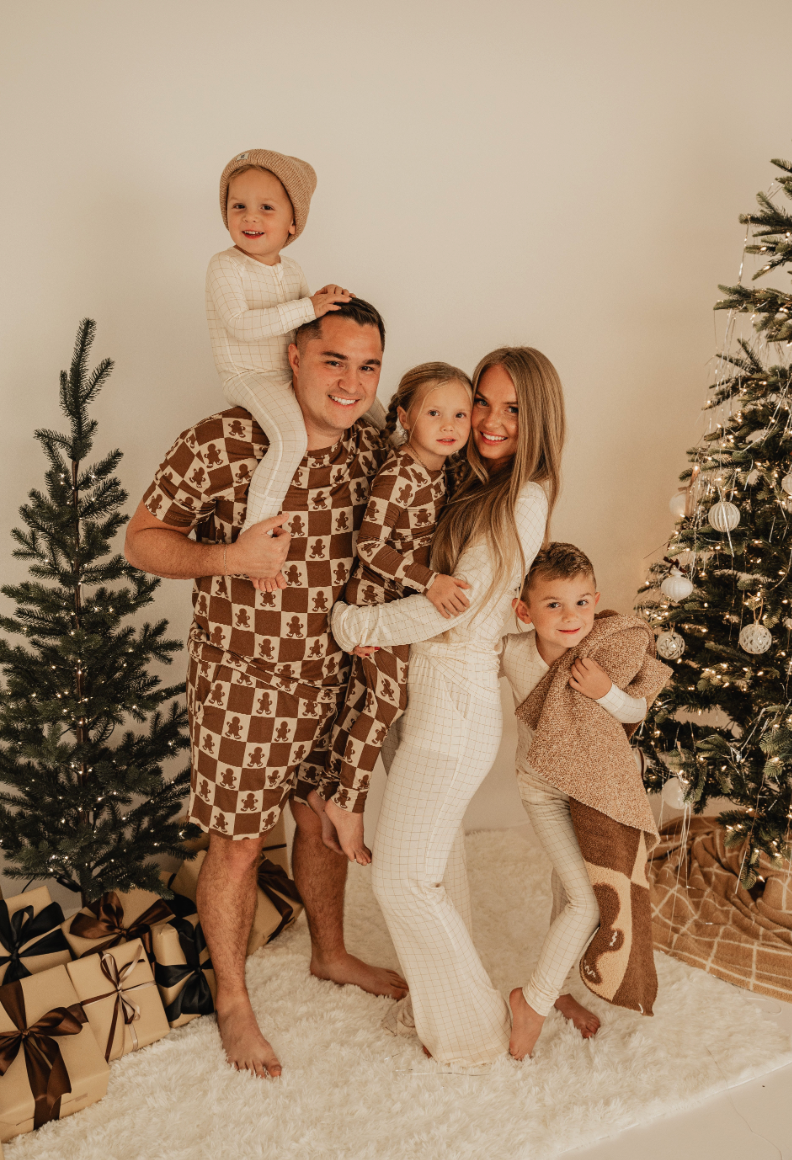 Bamboo Two Piece Pajamas 2024 | Gingerbread Checkerboard