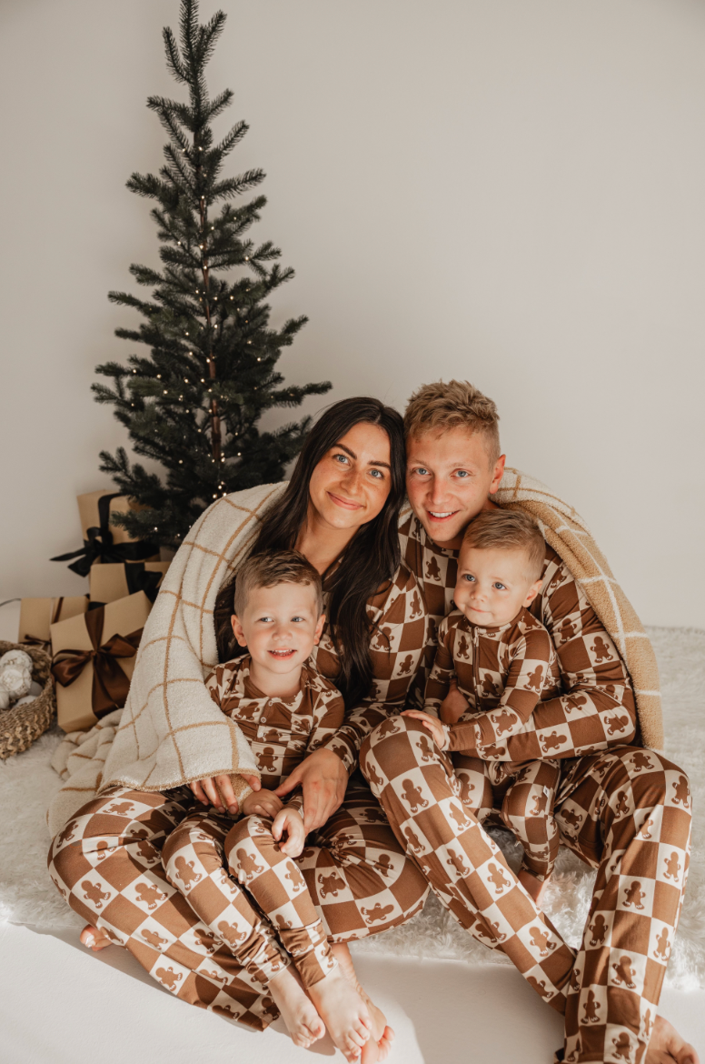 Bamboo Two Piece Pajamas 2024 | Gingerbread Checkerboard