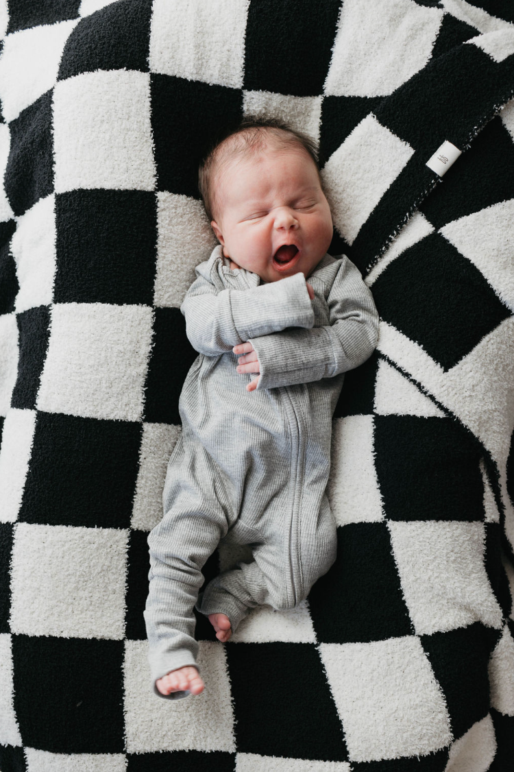 Bamboo Zip Pajamas | Ribbed Grey Zipper Romper