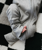 Bamboo Zip Pajamas | Ribbed Grey Zipper Romper