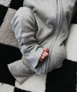 Bamboo Zip Pajamas | Ribbed Grey Zipper Romper