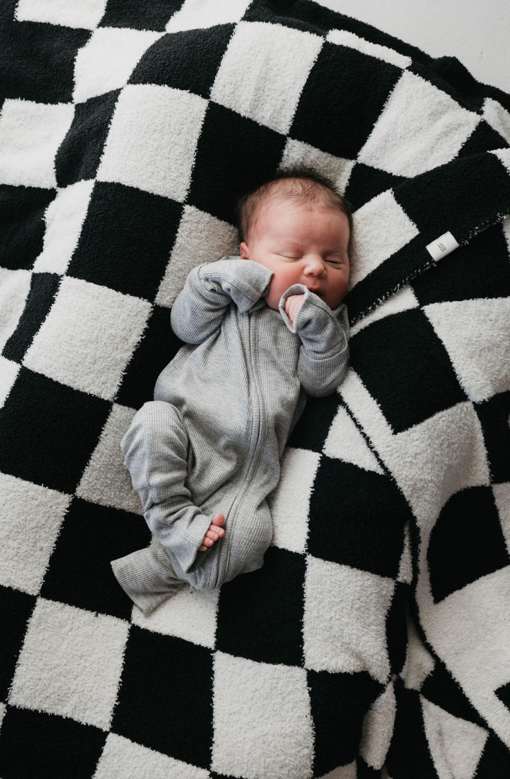 Bamboo Zip Pajamas | Ribbed Grey Zipper Romper