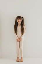 Two Piece Bamboo Pajamas | Ribbed Cream Set
