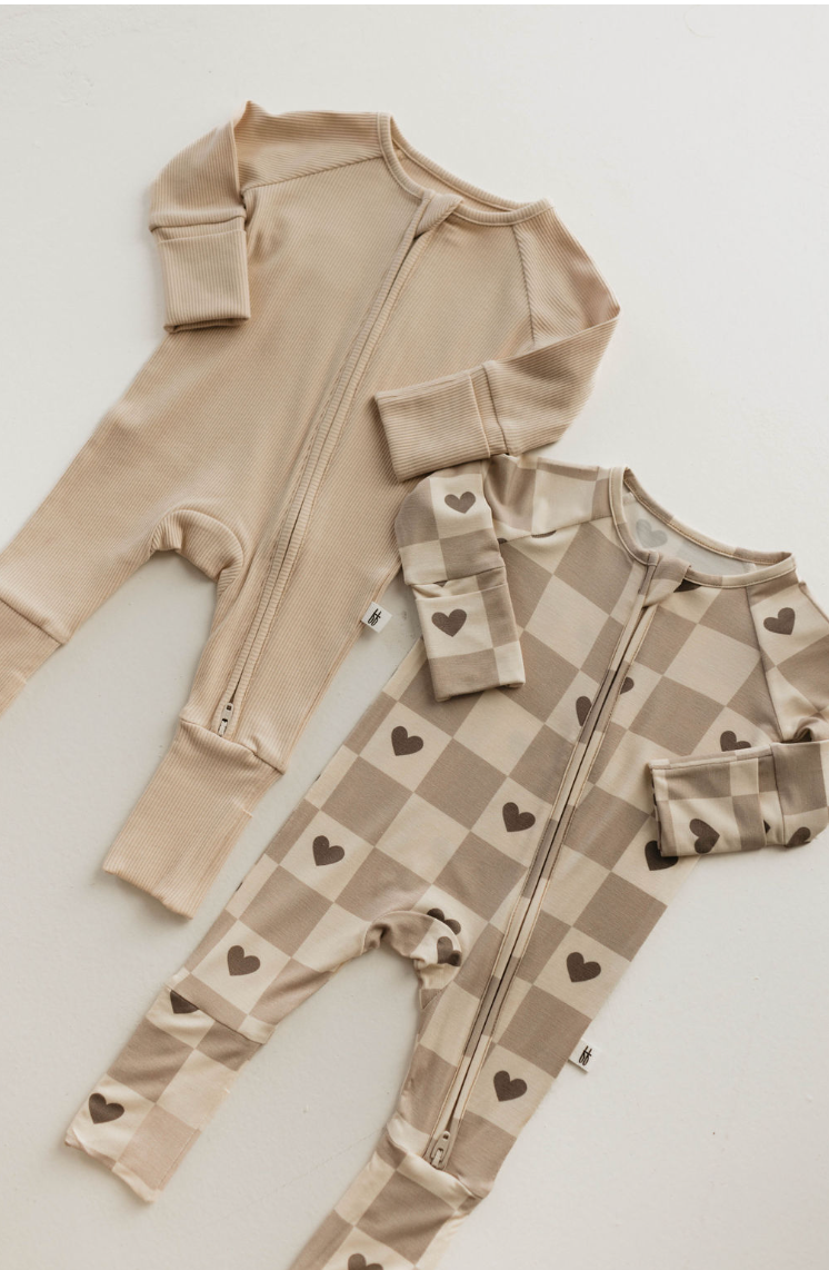 Bamboo Zip Pajamas | Ribbed Cream Zipper Romper