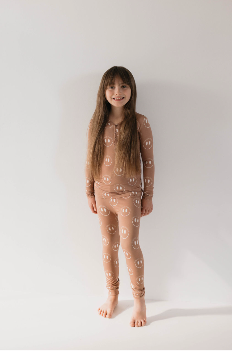 Bamboo Two Piece Pajamas | Desert Clay ff Smile