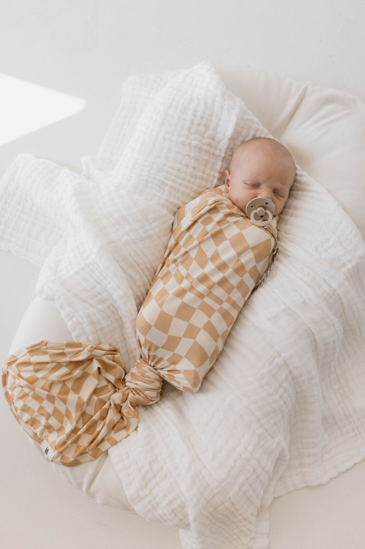 Bamboo Swaddle | Gold Coast Wavy Checker