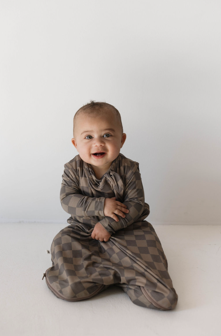 Bamboo Sleep Sack | Faded Brown Checkerboard