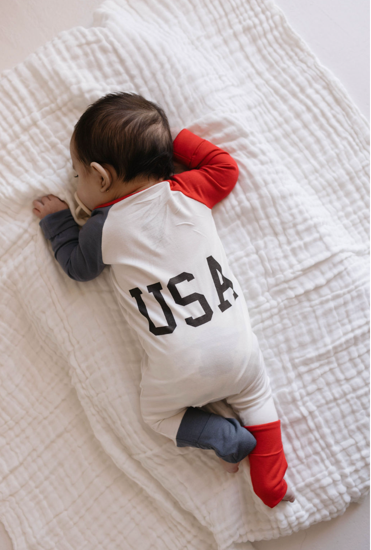 Bamboo Zip Pajamas Zipper Romper | USA, Land That I Love