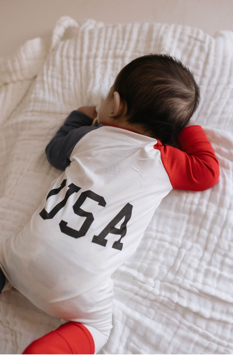 Bamboo Zip Pajamas Zipper Romper | USA, Land That I Love