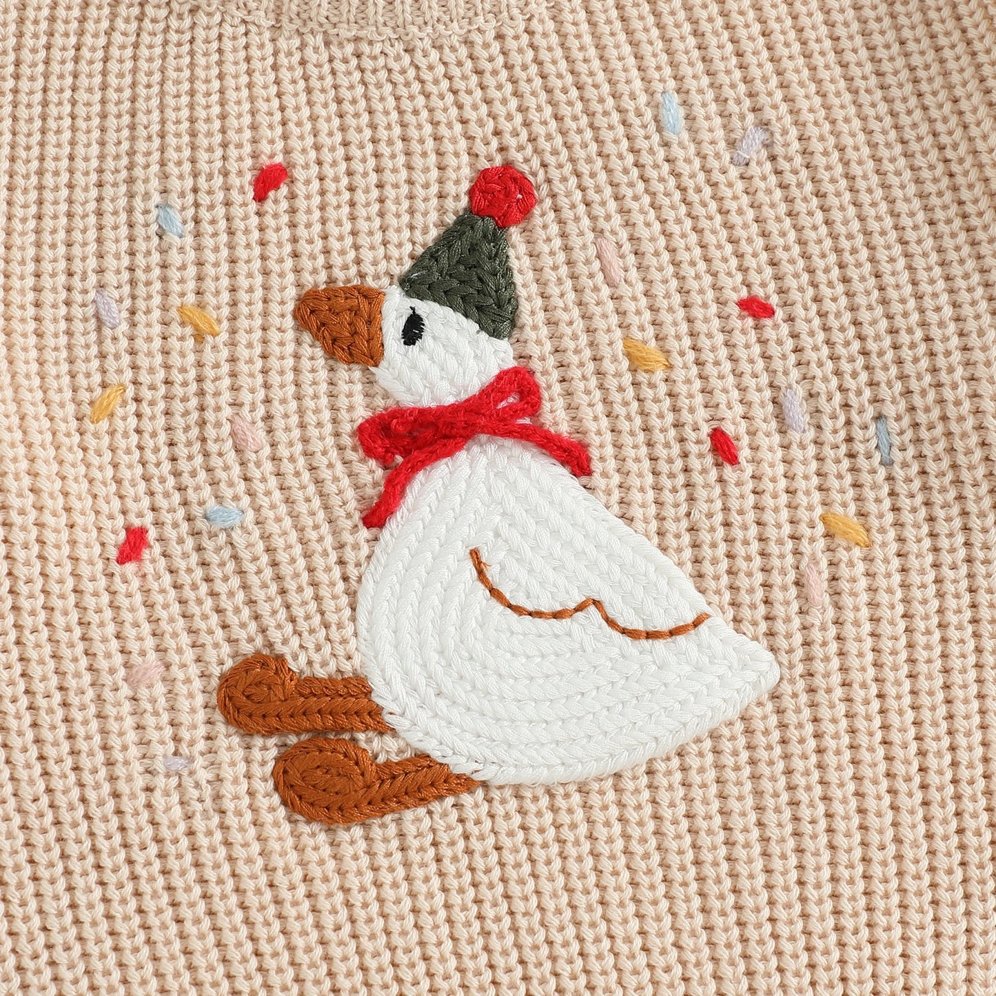 Baby Toddler Girls Boys Birthday Sweaters Long Sleeve Round Neck Silly Goose Party Hat Embroidery Pullover Fall Top