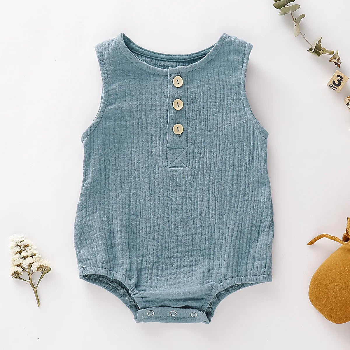 Sleeveless Muslin Bodysuit Romper