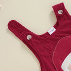 Baby Girls 2Pcs Thanksgiving Christmas Outfits Stripe Long Sleeve Romper Turkey / Santa Embroidery Overalls Dress Headband Set
