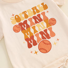 Load image into Gallery viewer, Baby Boys Girls Softball Mini Letter Baseball Print Romper Short Sleeve Round Neck Jumpsuit
