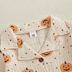 Baby Toddler Boys Girls 2Pcs Halloween Outfit Pumpkin Print Long Sleeve Shirt + Pants Set Loungewear