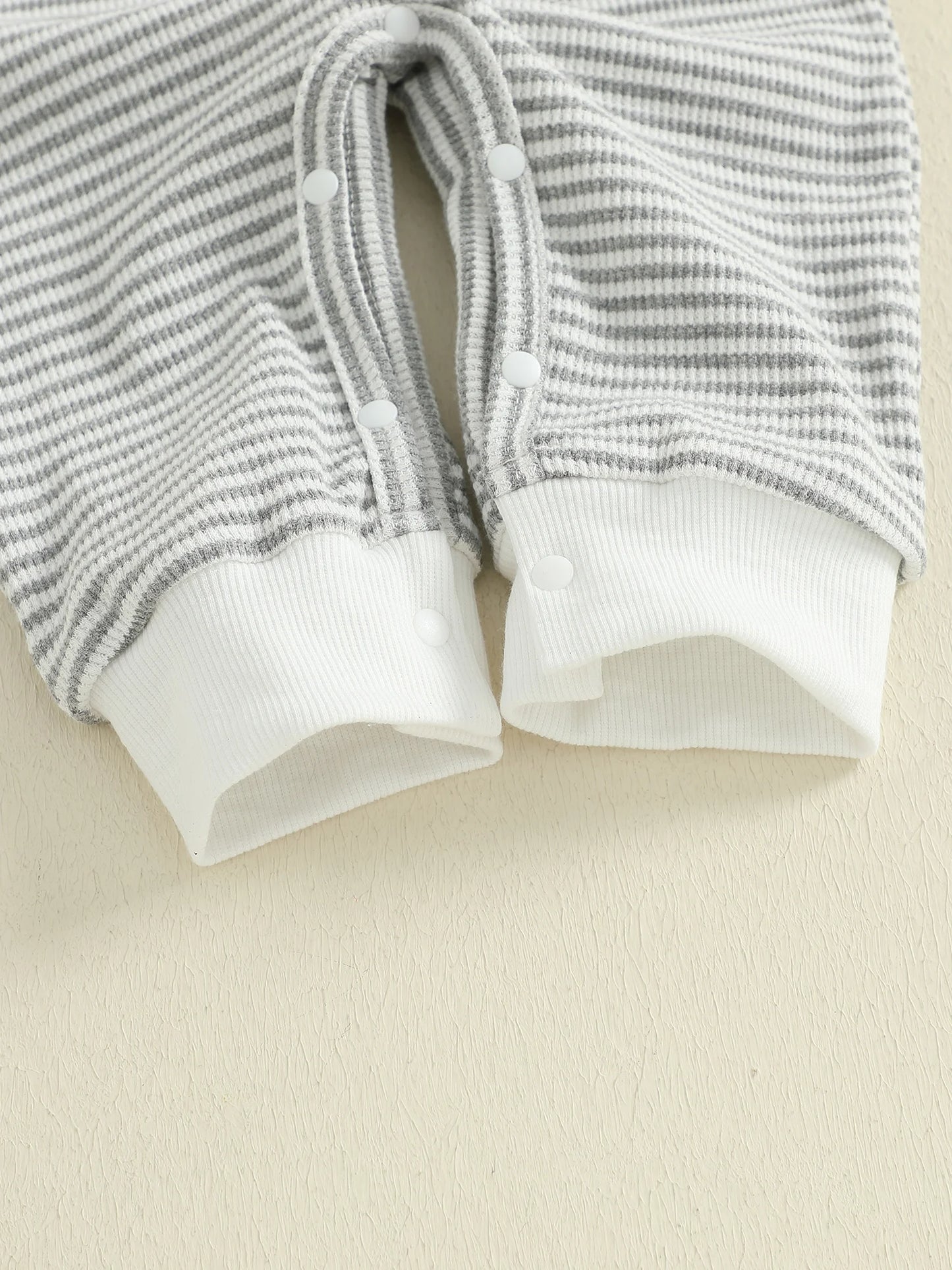 Baby Boys Mama's Boy Fall Romper Letter Embroidery Long Sleeve Round Neck Full Length Waffled Stripe Jumpsuit