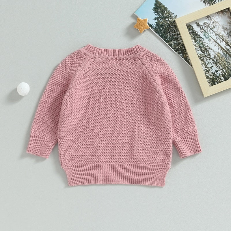 Baby Boy Girl Knitted Sweater Warm Long Sleeve Pullover with Pocket Autumn Knitwear